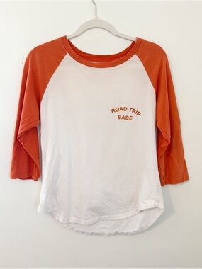 Prince Peter Collection 'Road Trip Babe' Raglan Tee - White with Orange Sleeves